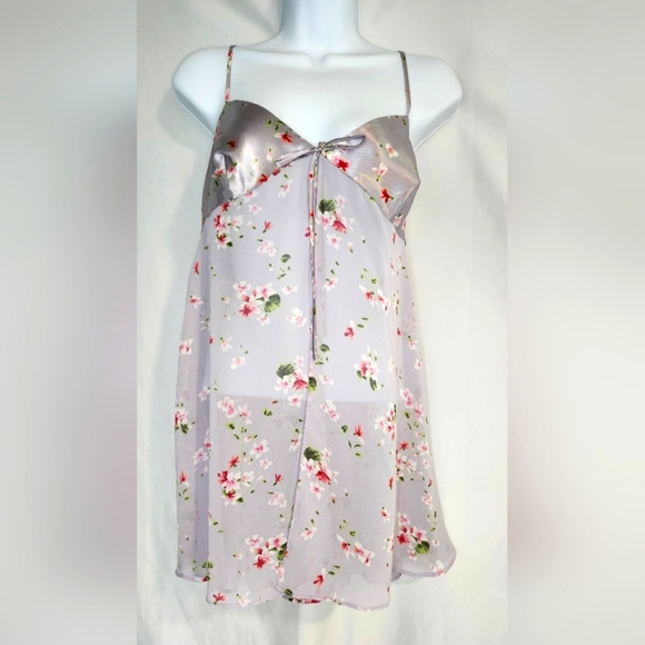 Victoria's Secret Other - Victoria's Secret Womens Camisole Size M Purple Floral Satin Sheer‎ Coquette